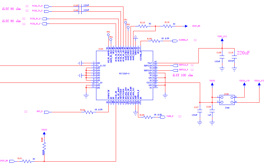 PCIe 接口关键连接示意图