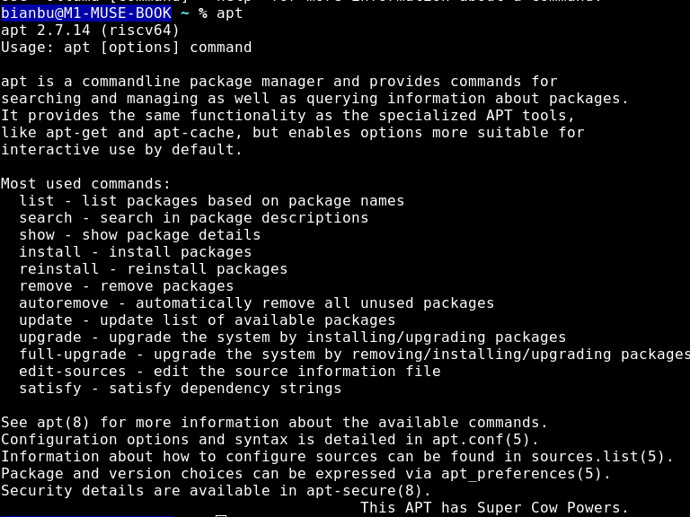 APT help output