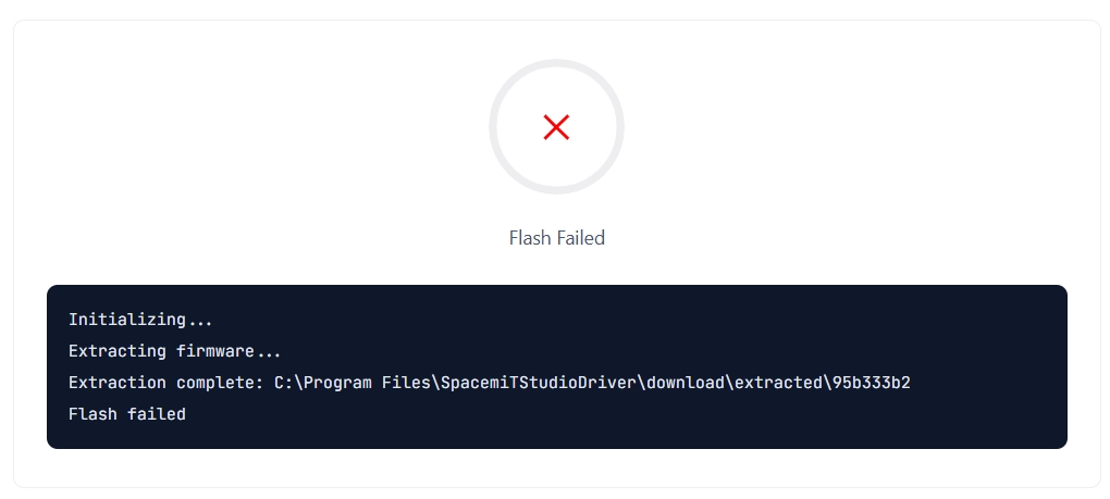 Flashing failed