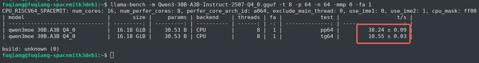 llama-bench example output