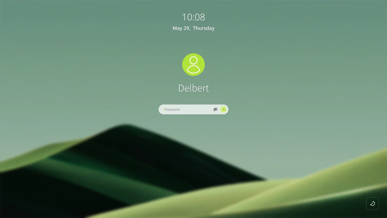 Login screen