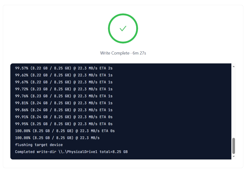 Boot card complete