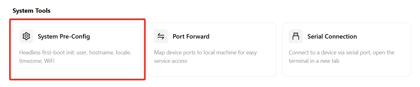 System Preconfiguration entry