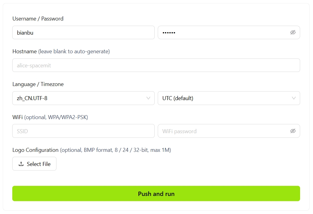System Preconfiguration fields