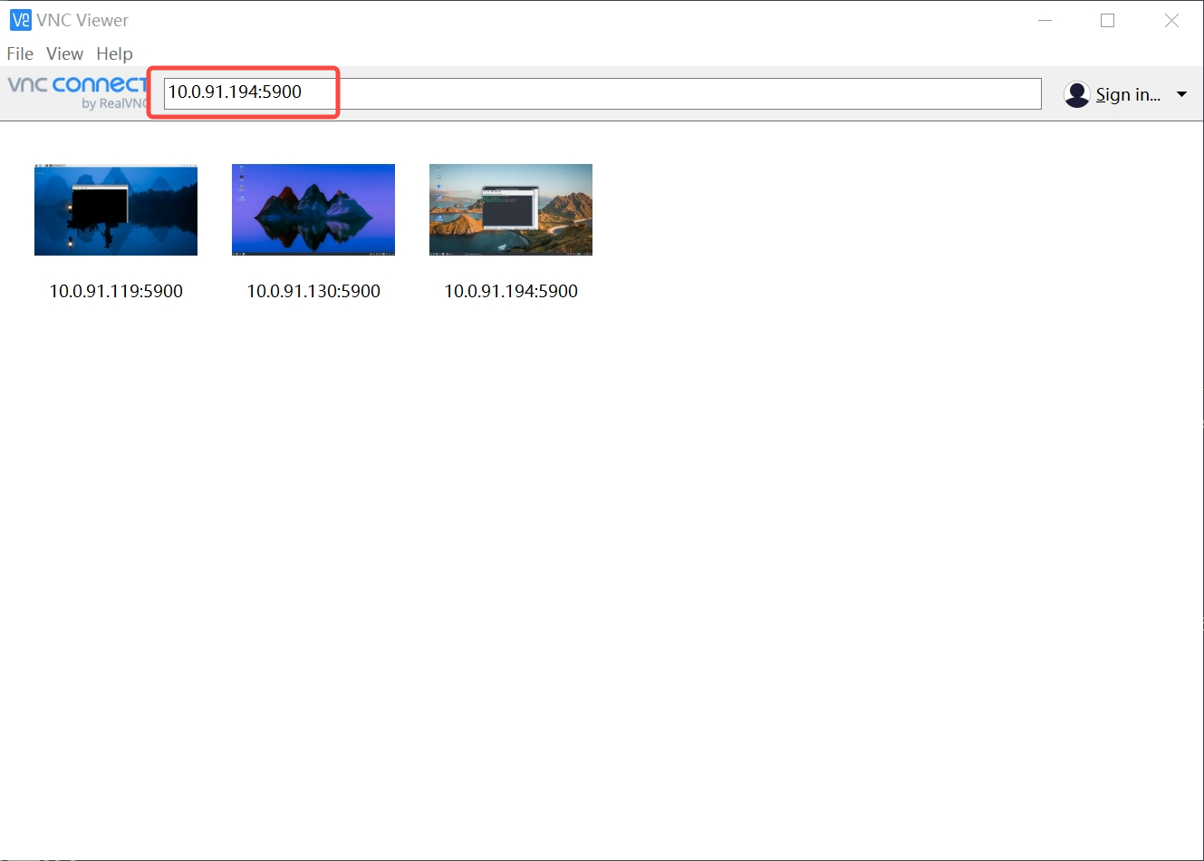 VNC Viewer Login