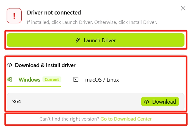 Driver installation wizard
