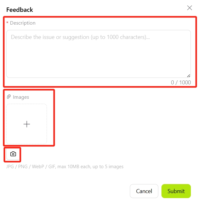 Feedback dialog